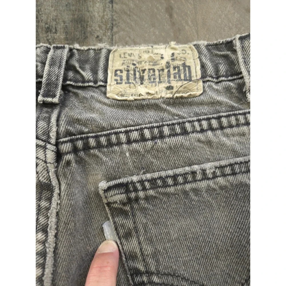 VTG 90s Levis SilverTab Straight & Narrow Jeans Grey Distressed Paint Splatter